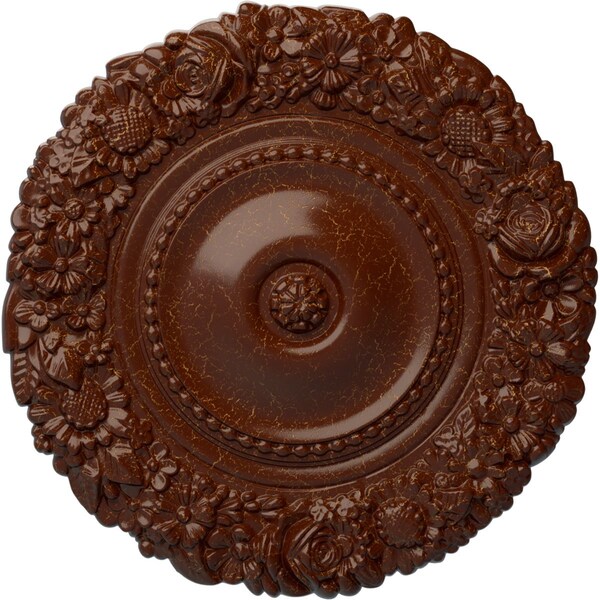 Ekena Millwork Marseille Ceiling Medallion (Fits Canopies up to 7 3/8"), 21"OD x 2"P, Burnished Mahogany Crackle CM21MABMC - main